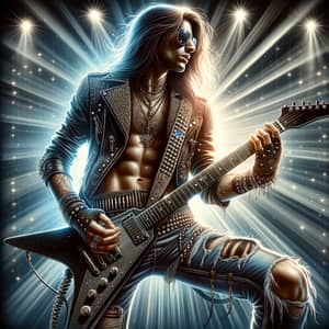 Ambiguous Descent Rock Star Illustration with Electric Guitar