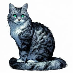 Gray and White Housecat: Captivating Illustration