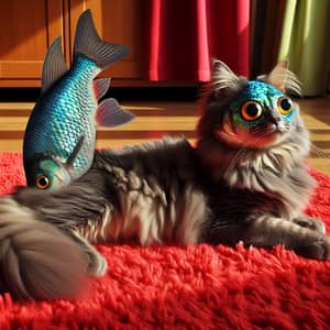 Whimsical Fish-Headed Cat: Charm & Absurdity in a Peculiar Merge