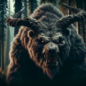 Evil Bear with Demon Horns - Chilling Embodiment of Fear