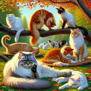 Tranquil Afternoon with Cats: Serene Scene of Feline Companions
