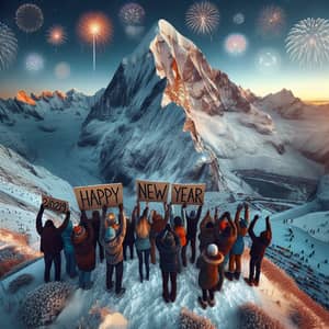 Breathtaking New Year 2024 Celebration on Majestic Snowy Mountain