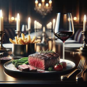 Decadent Steak Dinner in Classic Restaurant Setting