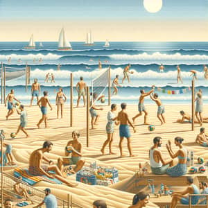 Modern Spanish Individuals Enjoying a Perfect Beach Day