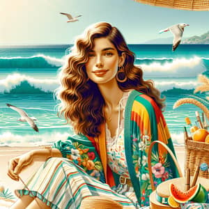 Young Spanish Woman Enjoying a Beach Day | Tropical Fruits & Seashells