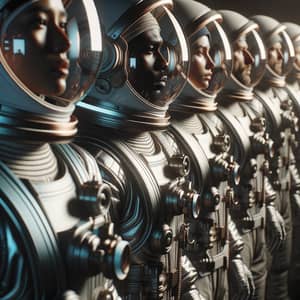 Diverse Astronaut Group in Futuristic Space Suits | Cosmic Odyssey