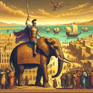 Carthaginian Empire Image: Hannibal Barca on Elephant with Sword