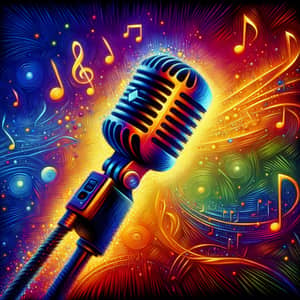 Vibrant Digital Painting of Wireless Microphone | Music-Inspired Art