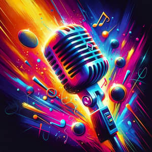 Vibrant Digital Painting of Microphone: Musical Essence