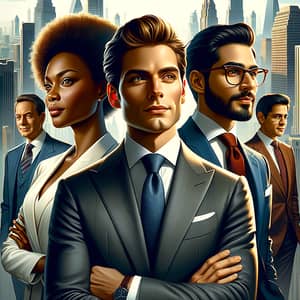 Suits Movie Poster: Diverse Characters in Stylish Professional Attire