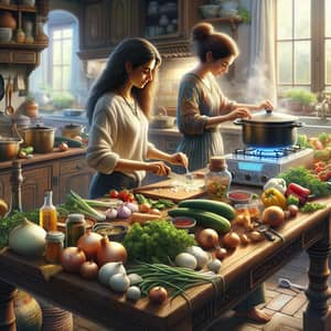 Cultural Fusion in Kitchen: Heartwarming Cooking Scene