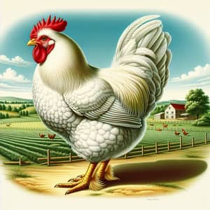 Healthy and Shiny Chicken in Picturesque Farm Setting
