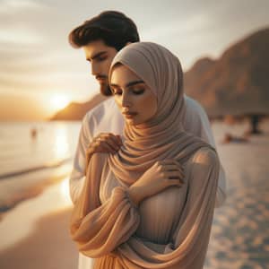 Middle-Eastern Couple at Beach During Sunset