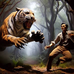 Fierce Tiger Attack on South Asian Man in Forest