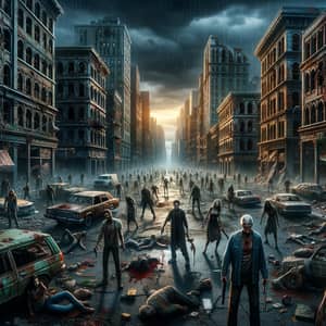Zombie Invasion in Vibrant City | Scenes of Crumbling Buildings