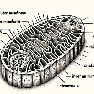 Detailed Lateral Section of a Mitochondrion - Structure Visualization