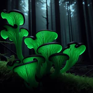 Neon Green Fungi and Spooky Trees - Enchanting Nature Display