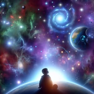 Child Marveling at Cosmos | Universe Exploration