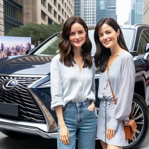 Brunette Actress and Lexus RX570: Urban Sophistication and Elegance