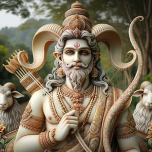 Mythical Figure Ram in Traditional Attire | Serene Environment