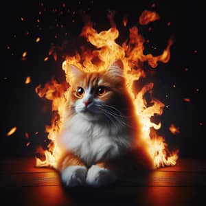 Cat on Fire - Startling Image