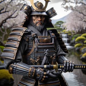 Authentic Samurai in Traditional Edo Period Attire