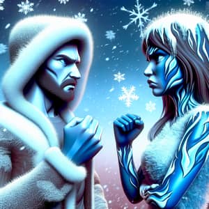 Winter vs. Frost: Intense Discussion Between Snow-themed Male and Ice-themed Female