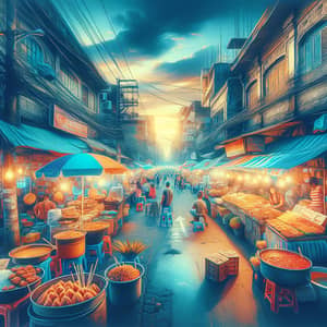 Bustling Food Market in Philippines: Vibrant Street Scene