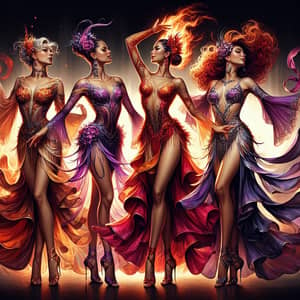 Latin Dance Costumes Illustration: Captivating Fusion of Colors and Sensuality