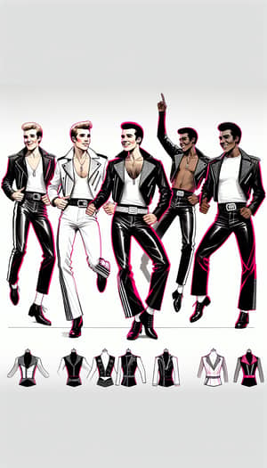 Rock 'n' Roll Costume Design Sketch for Male Dancers