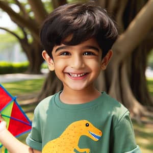 Smiling South Asian Boy Flying Kite in Park | XYZ Website
