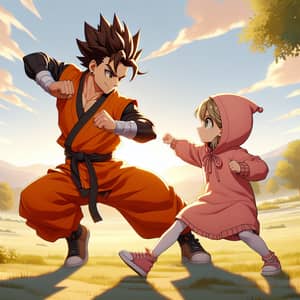 Anime Style Heroic Character Playful Fight Scene