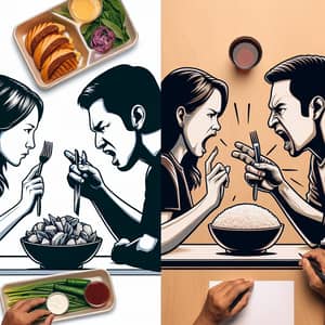 Simple Meal Argument Illustration - Contrasting Emotions