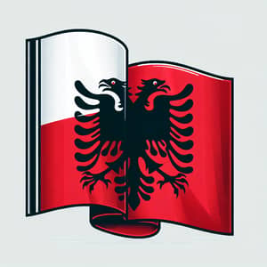 Polish and Albanian Flags: Side by Side Illustration