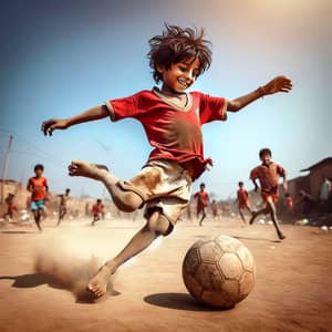 Talented South Asian Boy Playing Football: A Story of Resilience