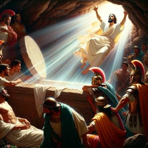 Resurrection of Christ: Divine Light Blinding Roman Soldiers