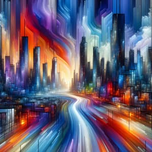 Vibrant Abstract Cityscape | Dynamic Colors & Shapes