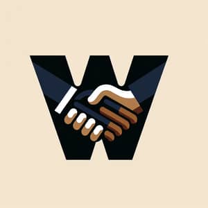 Diverse Handshake Logo: Unity in 'W' Letter Design