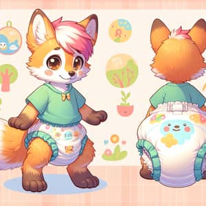 Adorable Young Fox Character in Childlike Attire | Kids Room Setting