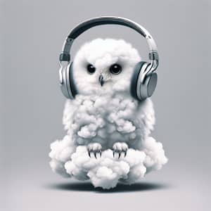 Whimsical Cloud Owl with Modern Headphones