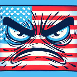 Animated USA Flag with Anger Emotions | Illustration