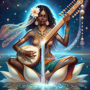 African Goddess Saraswathy Illustration