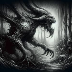 Mystical Creature in Dark Forest | Fantasy-inspired Artwork