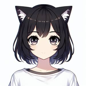 Anime-Style Teenage Girl with Cat Ears - Japanese Heritage