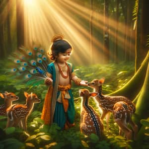 Divine Indian Child in Traditional Attire | Ethereal Forest Scene