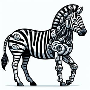 Biomechanical Zebra Cartoon | Unique Cyborg Animal Drawing