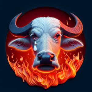 Realistic 3D Water Buffalo Tears | White Nose & Fiery Red Background