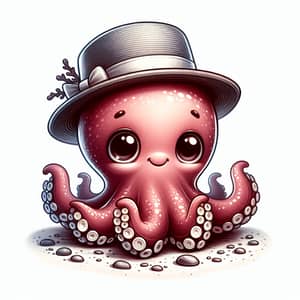 Cute Cartoon Octopus with Stylish Hat | Underwater Delight