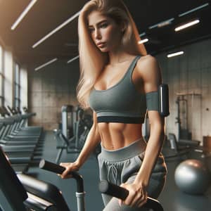 Blonde Beautiful Young Woman in Gym - Fitness Journey