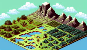 Pixelated Level Selector Map - Retro Pixel Art Adventure Scene